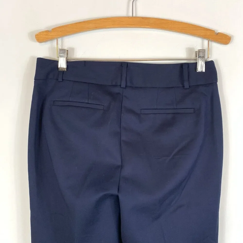 Talbots Hampshire Ankle Indigo Navy Blue Gold Studs Buttons Pants Size 6 - Picture 5 of 7